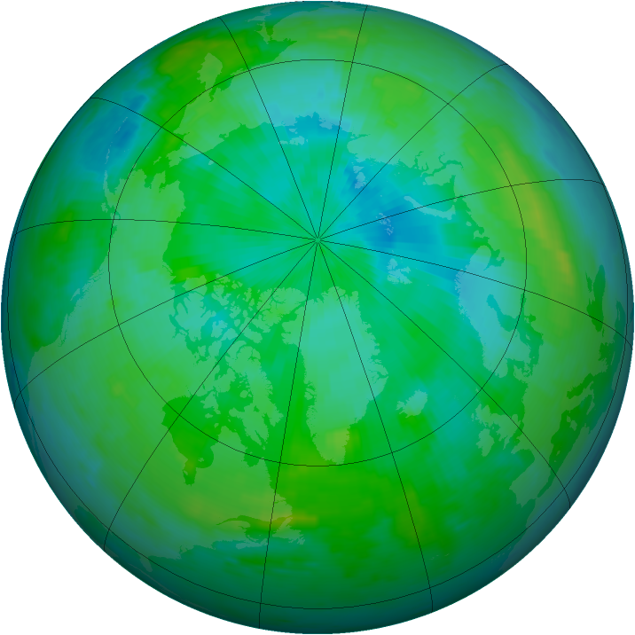 Arctic ozone map for 18 August 1997